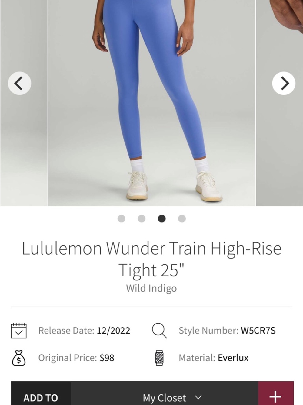 NWOT Lululemon Wunder Train High-Rise Tight 25" Sz 16 *Wild Indigo